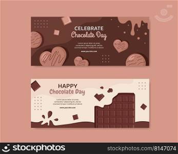 Happy Chocolate Day Social Media Banner Template Flat Cartoon Background Vector Illustration