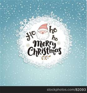 Happy Christmas Greeting Card.. Happy Christmas greeting card with lettering. Snowfall background. Vector illustration.