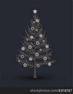 Happy Christmas greeting card. Vector illustration of a Christmas tree. Happy Christmas greeting card