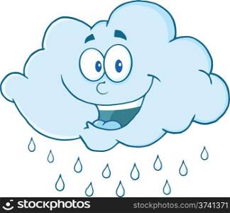 Happy Cloud Raining Cartoon Mascot Character