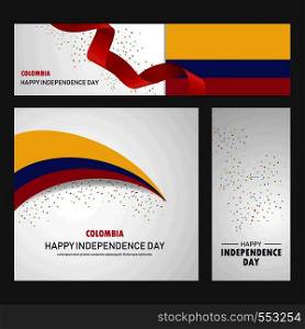 Happy Colombia independence day Banner and Background Set