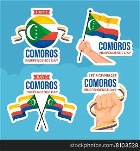 Happy Comoros Independence Day Label Illustration Flat Cartoon Hand Drawn Templates Background