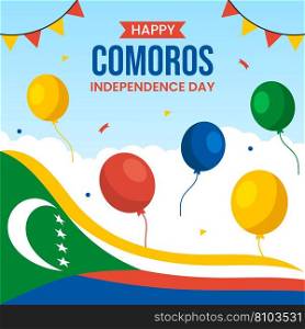 Happy Comoros Independence Day Social Media Background Illustration Cartoon Hand Drawn Templates
