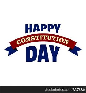 Happy constitution day logo icon. Flat illustration of happy constitution day vector logo icon for web design isolated on white background. Happy constitution day logo icon, flat style