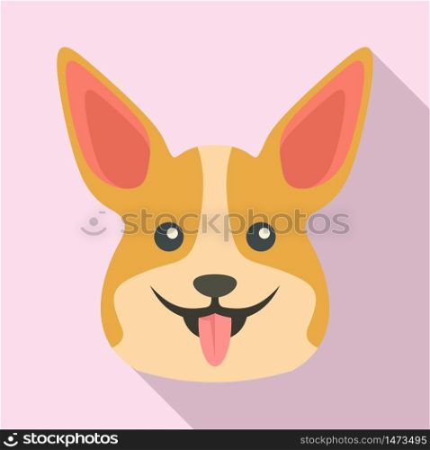 Happy corgi dog icon. Flat illustration of happy corgi dog vector icon for web design. Happy corgi dog icon, flat style
