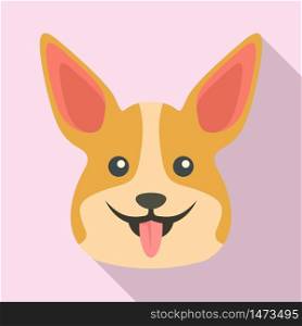 Happy corgi dog icon. Flat illustration of happy corgi dog vector icon for web design. Happy corgi dog icon, flat style
