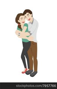 Happy couple hugging , eps10 vector format