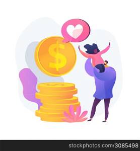 Happy couple with money. Big income, cash profit, family earnings. People with golden coins. Financial success. Joint savings, total budget, currency. Vector isolated concept metaphor illustration. Family account vector concept metaphor