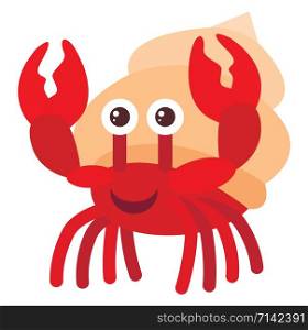 Happy crab, illustration, vector on white background.