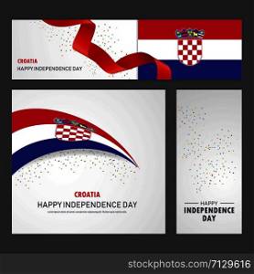 Happy Croatia independence day Banner and Background Set