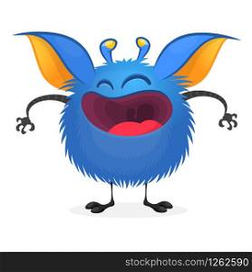 Happy cute cartoon monster. Halloween vector illustration