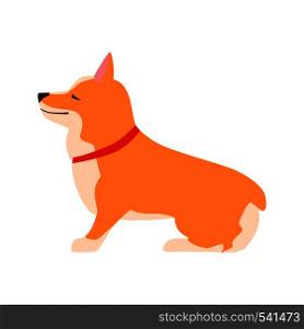 Happy cute dog. Welsh Corgi. Flat vector illustration. Happy cute dog. Welsh Corgi. Flat illustration.