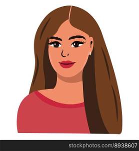 Happy cute young beatiful wave hairstyle woman smiling . Isolated vector illustration. Happy cute young beatiful wave hairstyle woman smiling. Isolated vector illustration.