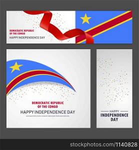 Happy Democratic Republic of the Congo independence day Banner and Background Set