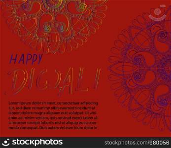 Happy diwali beautiful greeting card for Diwali festival celebration in India. Space for text. Vector illustration.. Happy diwali beautiful greeting card for festival Diwali.