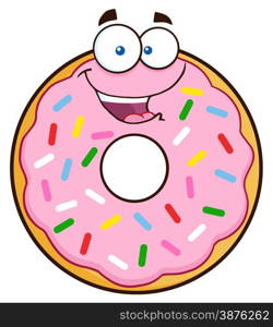 Happy Donut Cartoon Character With Sprinkles