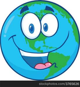 Happy Earth Cartoon Character
