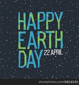 Happy Earth Day, 22 April. Abstract Logo in shape and colors of Earth planet. Design template for holiday projects