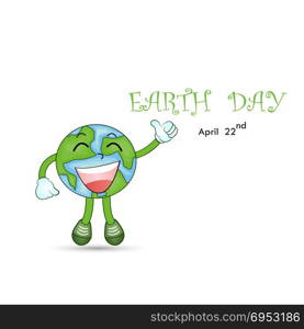 Happy Earth Day April 22 with globe cute character.Earth Day campaign idea concept.Earth Day idea campaign for greeting Card,Poster,Flyer,Cover,Brochure,Abstract background.Vector illustration