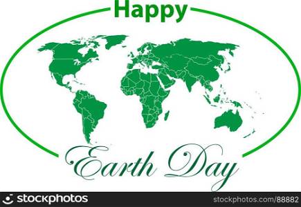 Happy Earth Day.. Earth day holiday poster with shadow on white background
