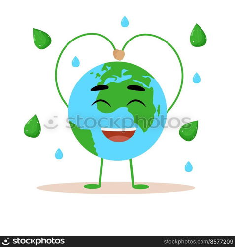 Happy Earth Day. Earth with a funny face. Flat vector illustration.. Happy Earth Day. Earth with a funny face. Flat vector illustration