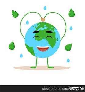 Happy Earth Day. Earth with a funny face. Flat vector illustration.. Happy Earth Day. Earth with a funny face. Flat vector illustration