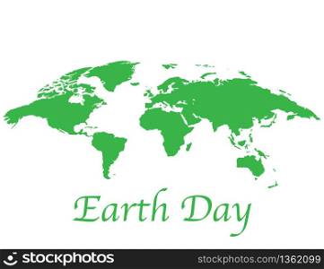 Happy earth day. Ecology concept poster world in green. Globe and planet logo in april illustration. Vector save nature in global icon. Isolated. Vector EPS 10