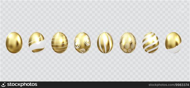 Happy Easter background. shine decorated gold eggs
