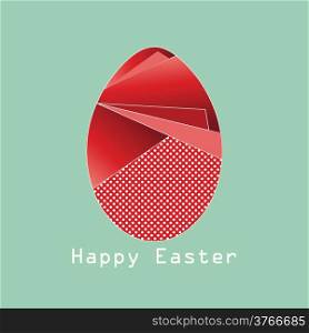 Happy easter background with red origami egg