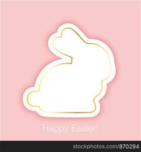 Happy Easter bunny shaped greeting poster card, vector illustration