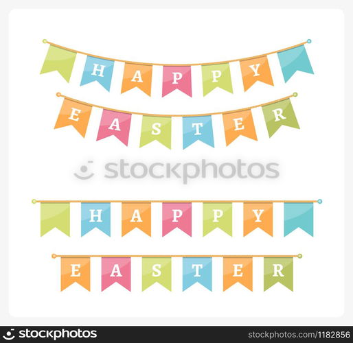 Happy easter bunting, white background, vector eps10 illustration. Easter Bunting