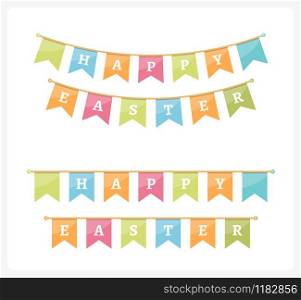 Happy easter bunting, white background, vector eps10 illustration. Easter Bunting