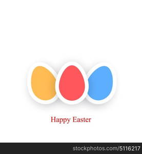 Happy Easter Card colored eggs on a white background.