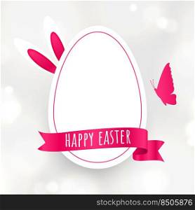 happy easter card in paper style with ribbon
