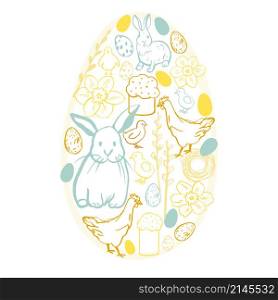 Happy Easter card. Vector sketch illustration.