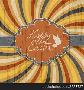 Happy Easter Card with Colorful Rays Background