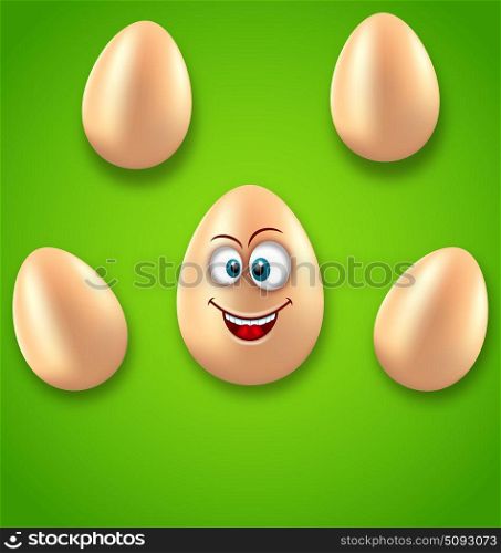 Happy Easter Card with Crazy Egg, Humor Invitation. Illustration Happy Easter Card with Crazy Egg, Humor Invitation - Vector