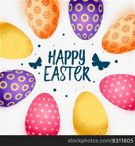 happy easter colorful eggs realistic card design