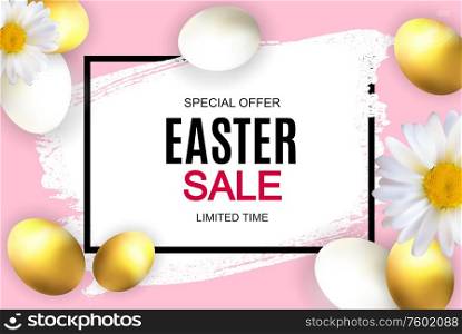 Happy Easter Cute Sale Poster Background with Eggs. Vector Illustration EPS10. Happy Easter Cute Sale Poster Background with Eggs. Vector Illustration