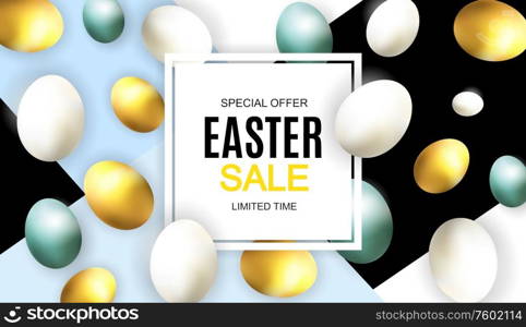 Happy Easter Cute Sale Poster Background with Eggs. Vector Illustration EPS10. Happy Easter Cute Sale Poster Background with Eggs. Vector Illustration