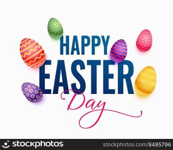 happy easter day wishes background with colorful 3d eggs