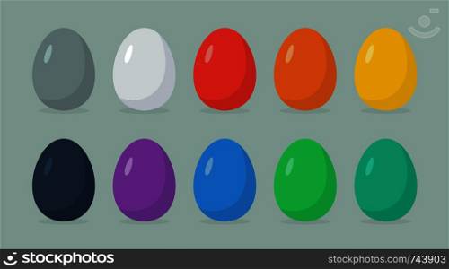 Happy Easter. Easter eggs in flat syle