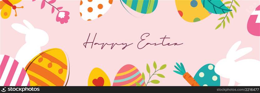 Happy easter egg greeting card background template.Can be used for invitation, ad, wallpaper,flyers, posters, brochure.