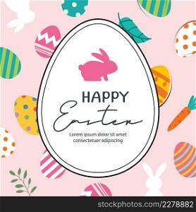 Happy easter egg greeting card background template.Can be used for social media, invitation, ad, wallpaper,flyers, posters, brochure.
