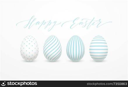 Happy Easter Egg lettering on the background with white and blue egg. Vector illustration EPS10. Happy Easter Egg lettering on the background with white and blue egg. Vector illustration