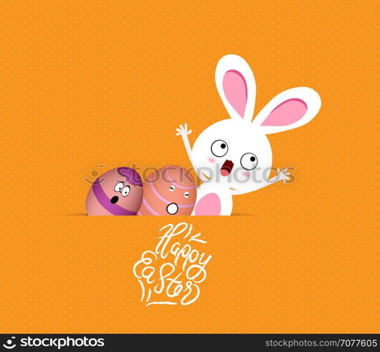 happy easter eggs and bunny funny greeting card