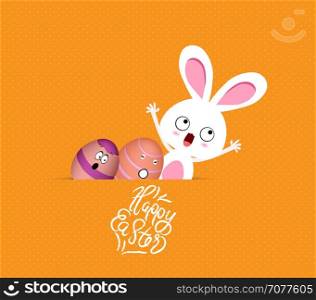 happy easter eggs and bunny funny greeting card
