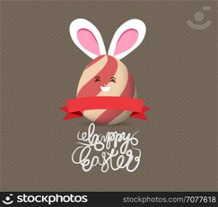Happy easter eggs with rabbit ears