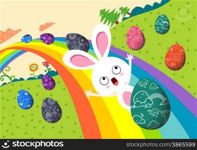 happy easter eggs with rainbow colorful