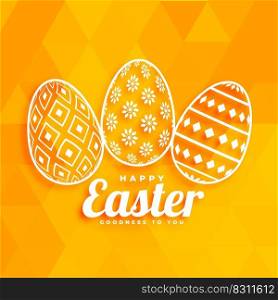 happy easter flat card with decorative eggs